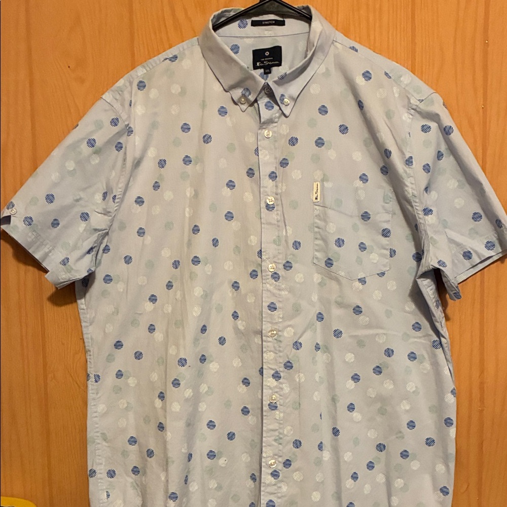 Original Penguin Light Blue and White Polka Dot Shirt